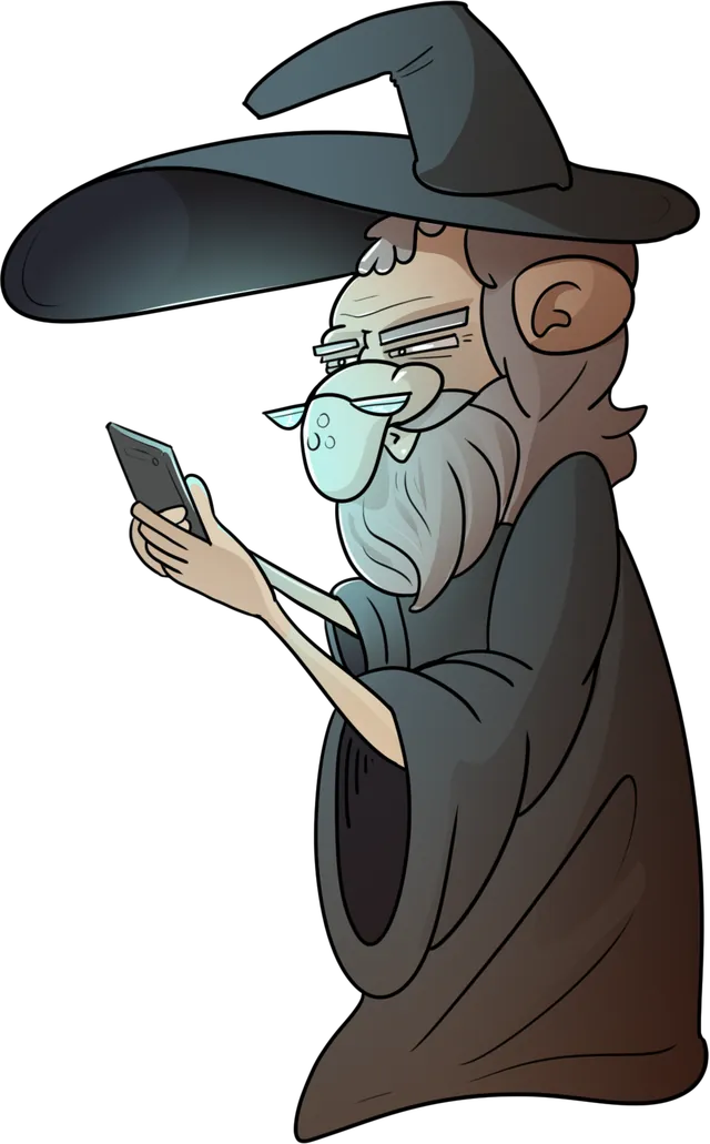 Wizard with a phone