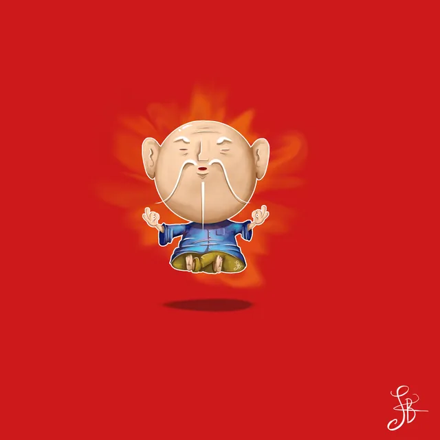 Phone case with a monk