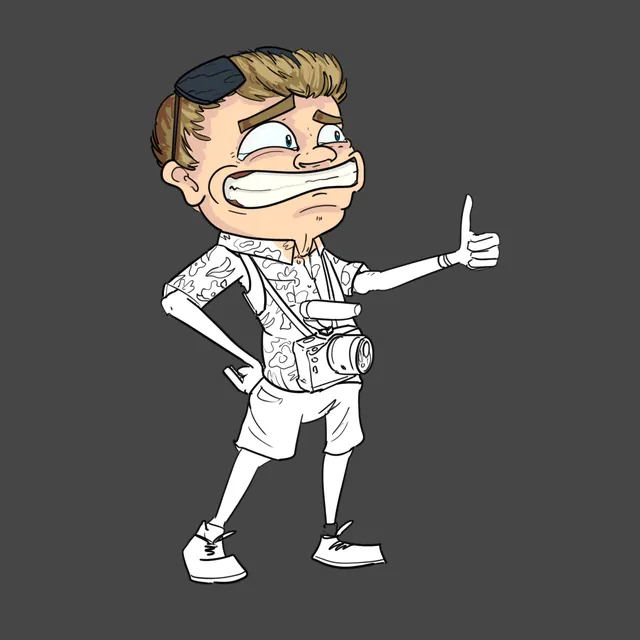 Me with a camera, thumbs up