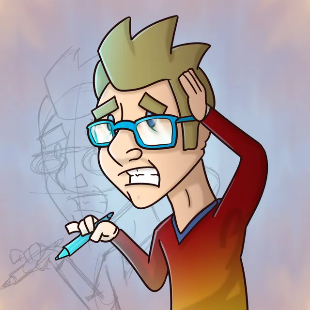 Self-portrait with a pen