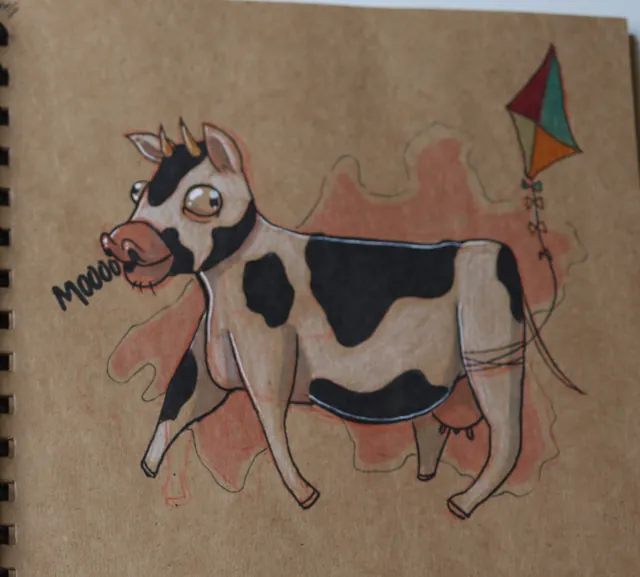 Cow with a flag