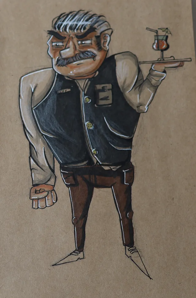 Waiter with a tray