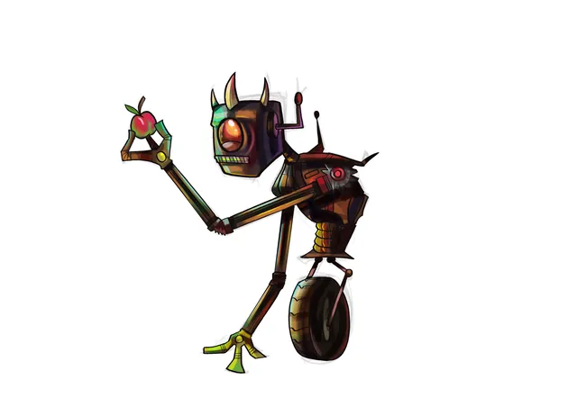 Robot with an apple